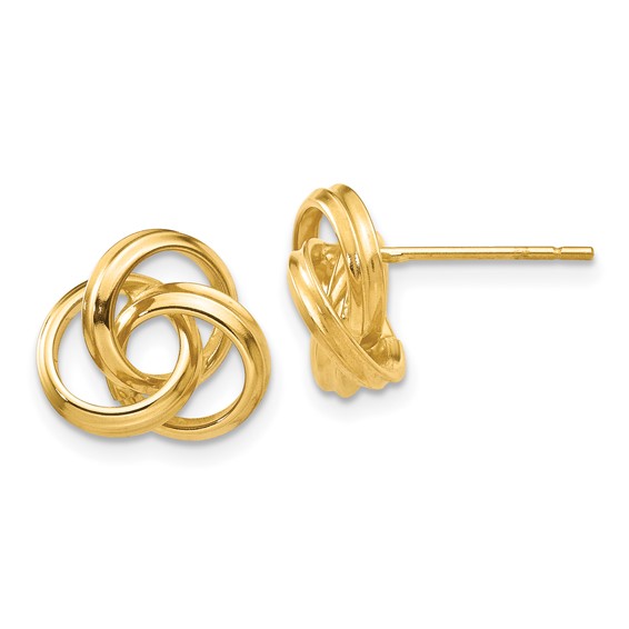 14kt Yellow Gold 3/8in Round Love Knot Earrings