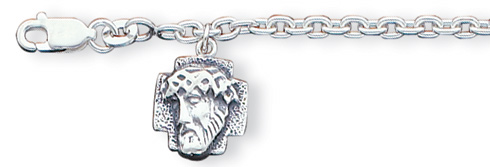 Face of Jesus Bracelet 7in - Sterling Silver