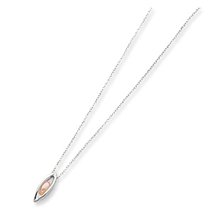 Floating Small Pink Pearl Pendant Necklace Sterling Silver