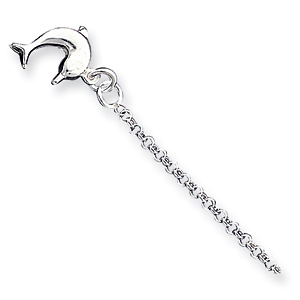 Sterling Silver 3-D Dolphin 9in Anklet