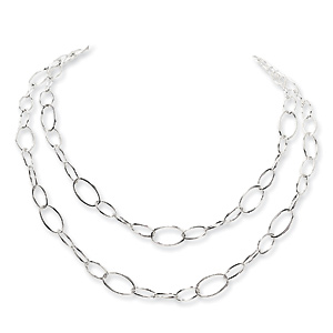 42in Sterling Silver Layered Oval Link Necklace