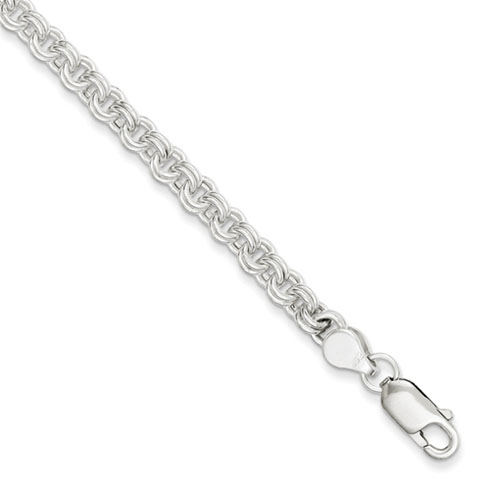 Sterling Silver 7.5in Fancy Round Link Bracelet