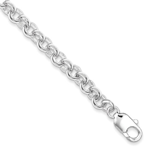 Sterling Silver 7.5in Rolo Link Bracelet 7mm