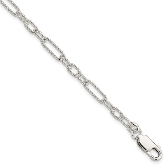 Sterling Silver 7.5in Satin Textured Link Bracelet