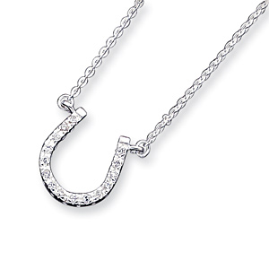 16in Horseshoe CZ Necklace -  Sterling Silver