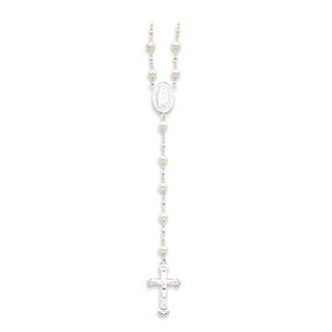 18in Sterling Silver Freshwater Cultured Pearl Rosary Necklace