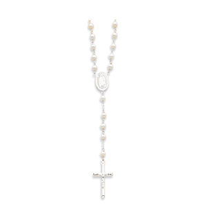 22in Sterling Silver Freshwater Cultured Pearl Rosary