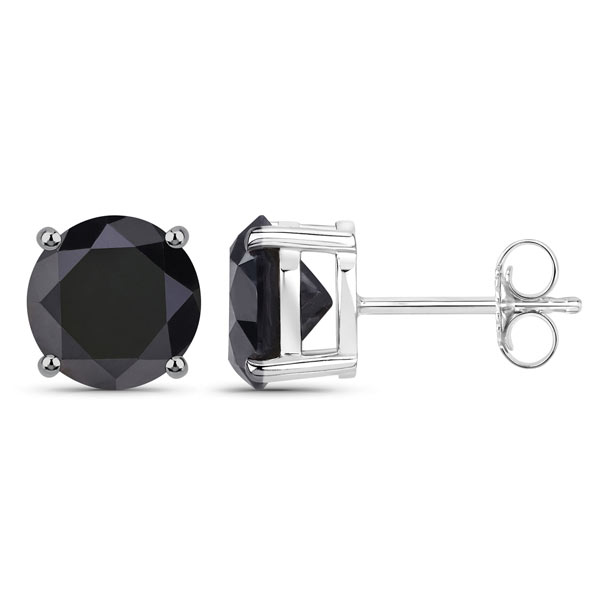 14k White Gold 4.2 ct tw Black Diamond Stud Earrings