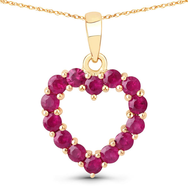 10k Yellow Gold 0.43 ct tw Genuine Ruby Heart Pendant Necklace
