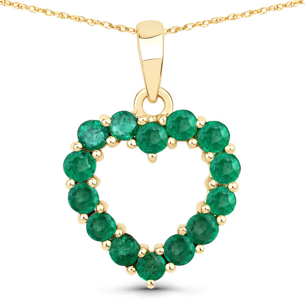 10k Yellow Gold 0.48 ct tw Genuine Emerald Heart Pendant Necklace