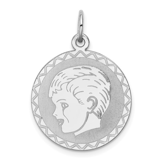 Sterling Silver 3/4in Engravable Boy Disc Charm