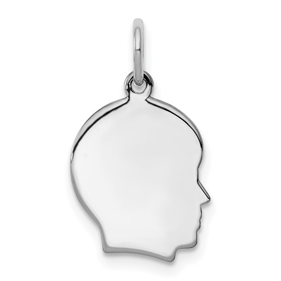 Sterling Silver 1/2in Engravable Boy Profile Charm