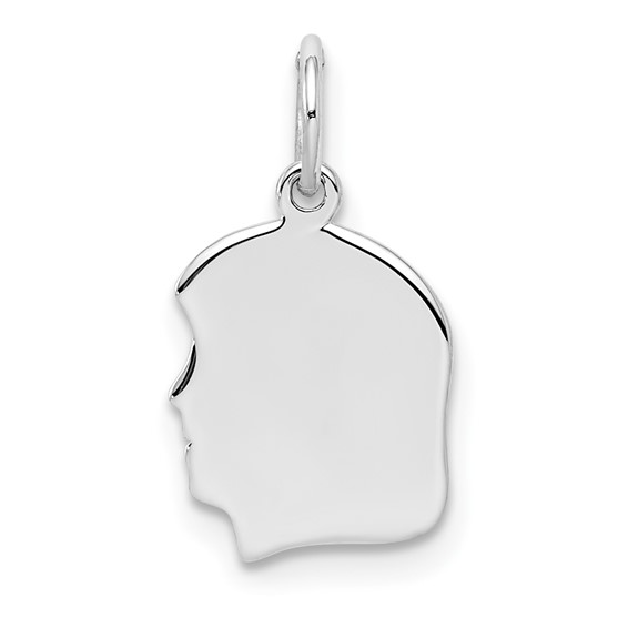 Sterling Silver Engravable Girl Profile Charm 7/16in