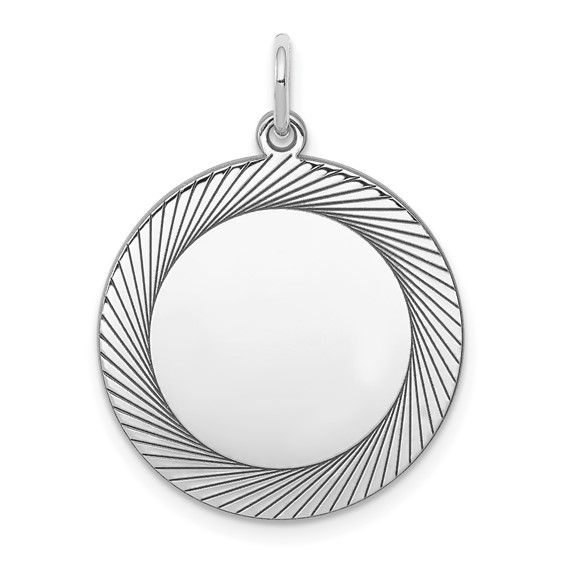 Sterling Silver 3/4in Engravable Round Charm with Lines