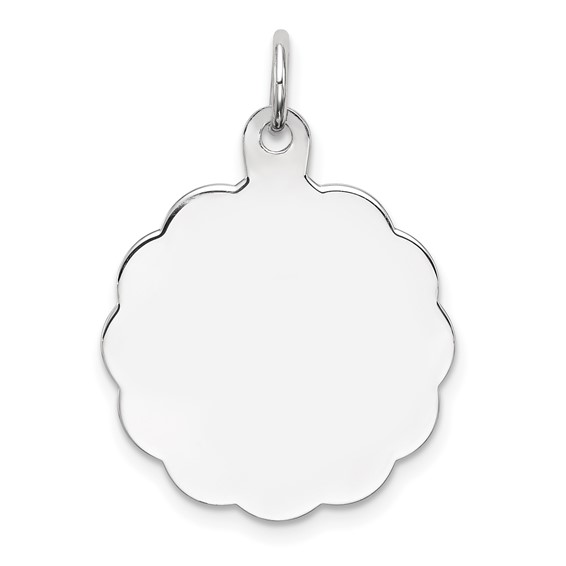 Sterling Silver 3/4in Engravable Scallop Edge Charm