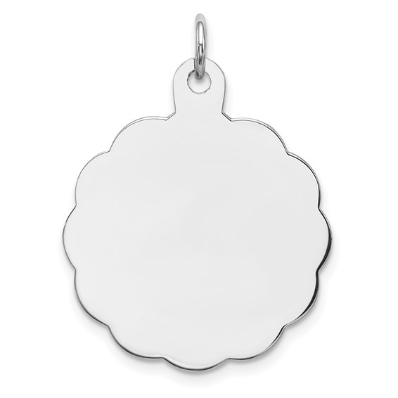Sterling Silver Engravable Clover Disc Charm 7/8in