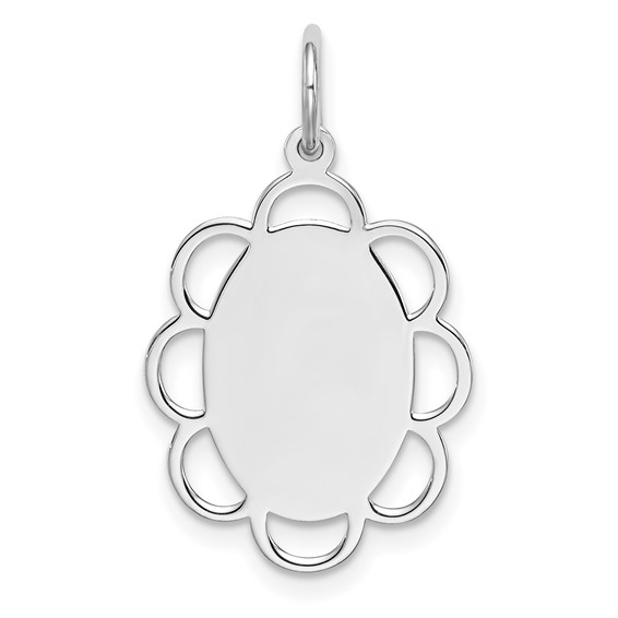 Sterling Silver Engravable Oval Pendant Loop Border 13/16in