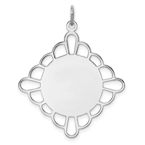 Sterling Silver Engravable Disc Pendant 1 3/16in