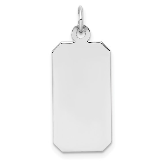 Sterling Silver 7/8in Engravable Rectangle Disc Charm with Cut Corners