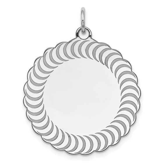 Sterling Silver Engravable Scalloped Patterned Charm