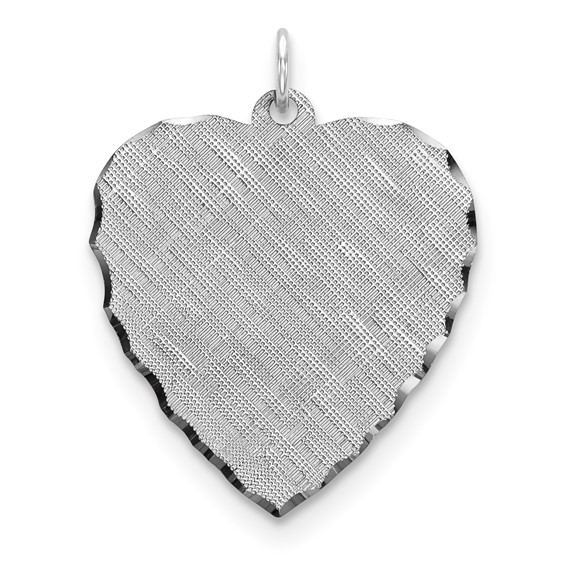 Sterling Silver Engravable Heart Patterned Pendant 1in