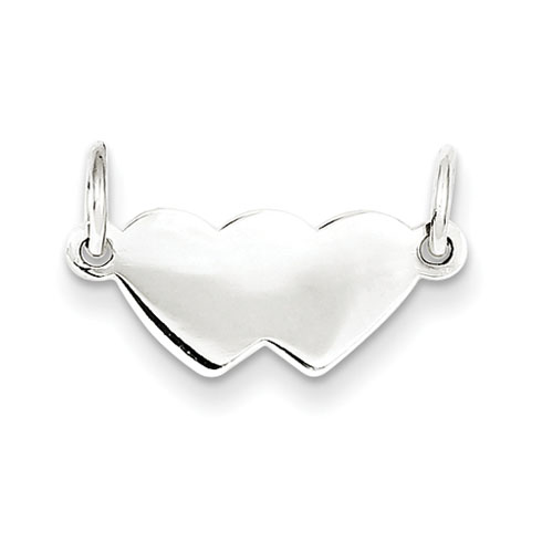 Sterling Silver Engravable Double Heart Plate Charm