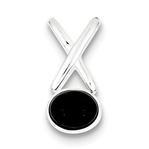 Sterling Silver Onyx Pendant with X Bail