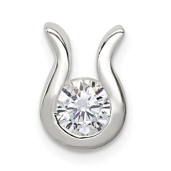 Sterling Silver CZ Pendant with U Shaped Bezel