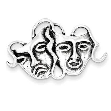 Sterling Silver Antiqued Comedy Tragedy Pin