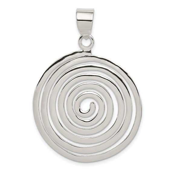Sterling Silver Fancy Round Spiral Pendant 1 3/8in