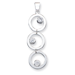 Sterling Silver Three Circles and CZ Pendant