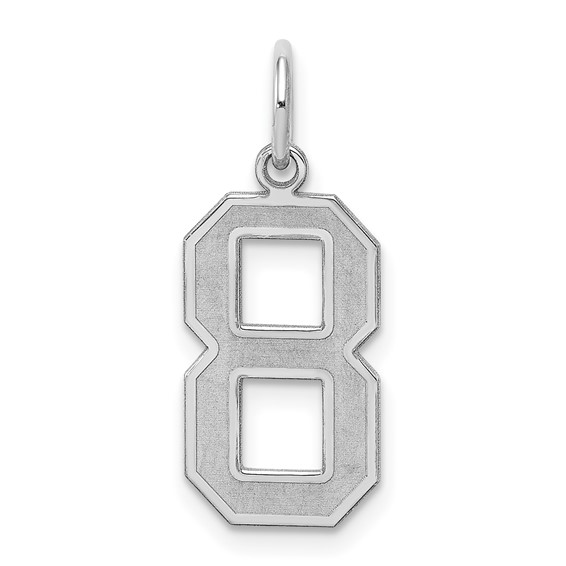 Sterling Silver Medium Satin Number 8 Charm