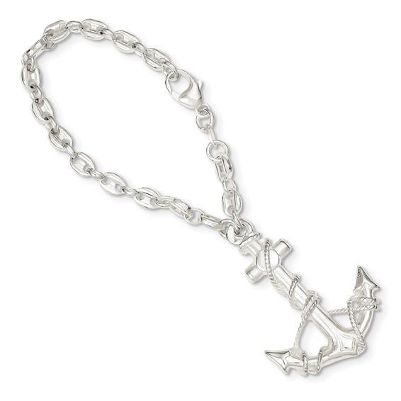 Sterling Silver Anchor Key Ring
