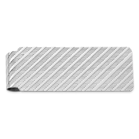 Sterling Silver Money Clip with Diagonal Marks