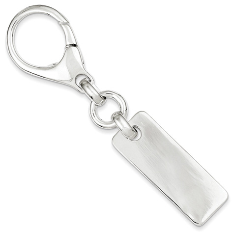 Sterling Silver Rectangular Key Ring with Lobster Clasp