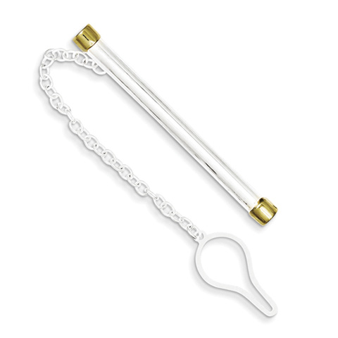 Sterling Silver Tie Bar with Vermeil Tips