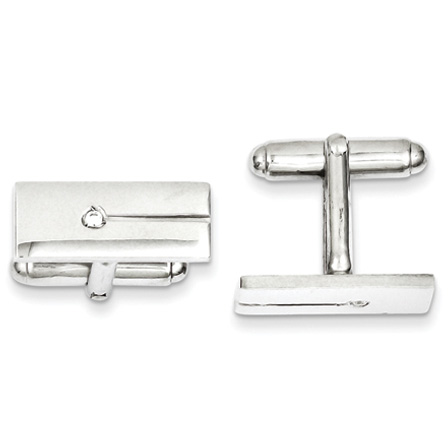 Sterling Silver CZ Rectangle Cufflinks