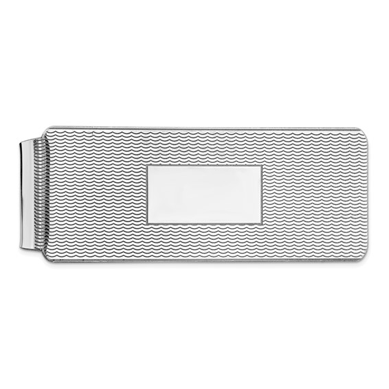 Sterling Silver Textured Money Clip with Smooth Center
