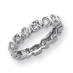 Anniversary Ring Round and Square CZs Sterling Silver
