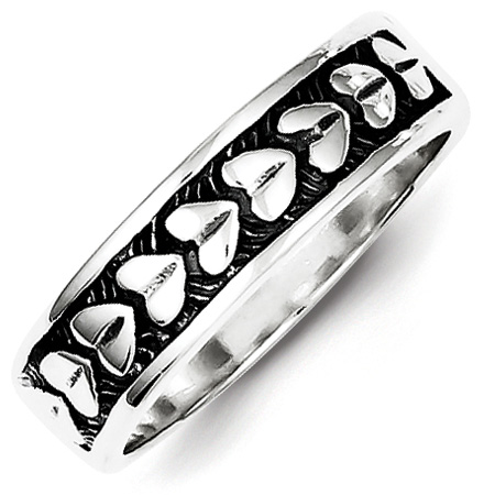 Antiqued Heart Ring Sterling Silver