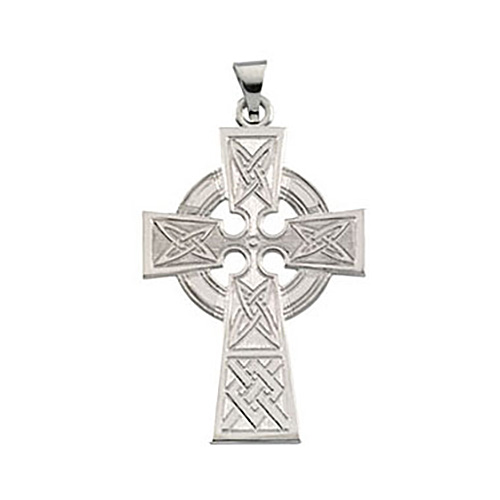14kt White Gold 1 1/4in Celtic Cross
