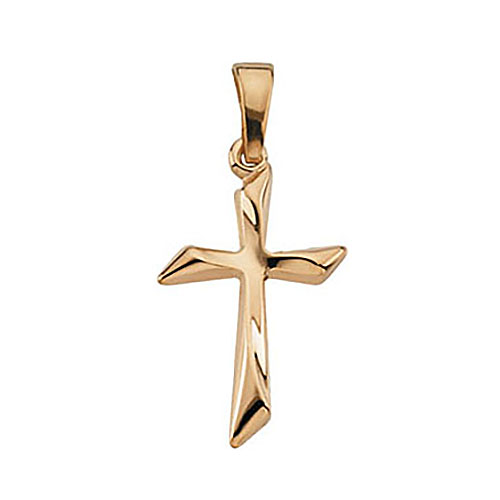 14kt Yellow Gold 1in Hollow Angled Cross