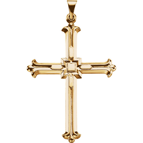 14kt Yellow Gold 1 2/3in Budded Cross