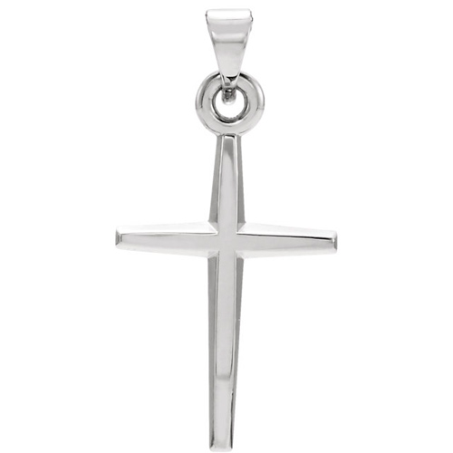 14k White Gold Tapered Thin Latin Cross 1in