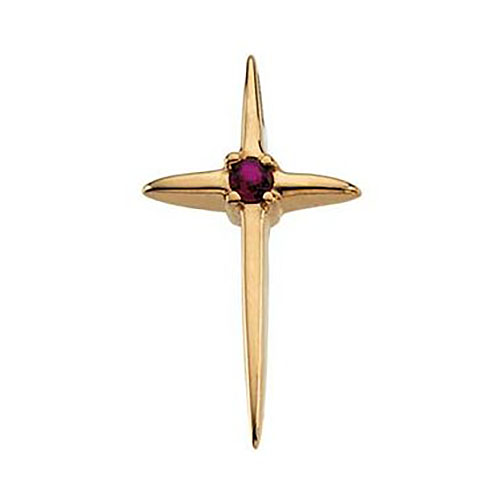 14kt Yellow Gold Cross with Ruby 17.75x10mm