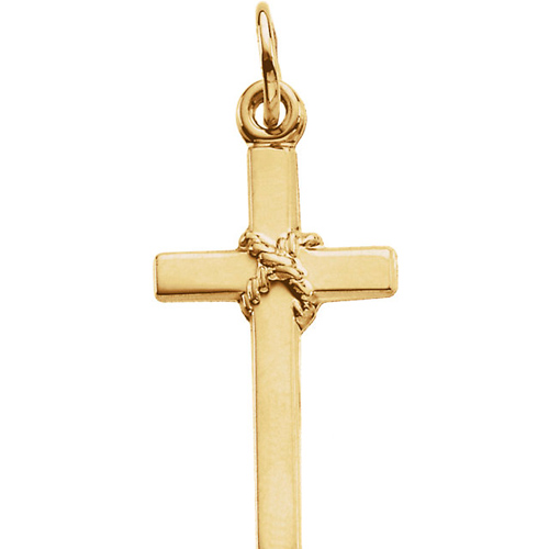 14kt Yellow Gold 5/8in Rope Cross
