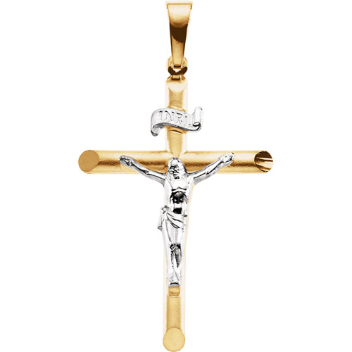 14kt Two Tone Gold 1 1/2in Crucifix