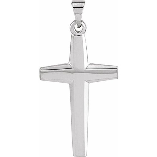 Sterling Silver 7/8in Beveled Cross Pendant