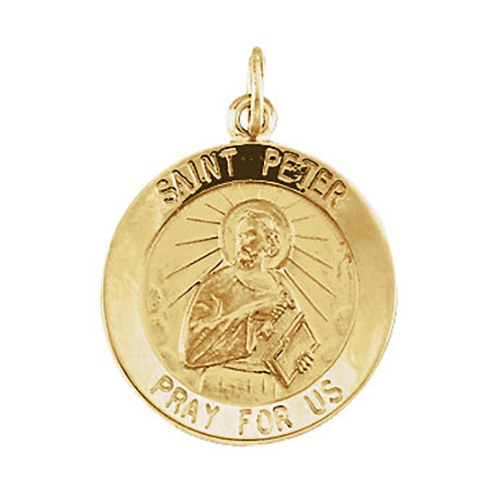 14kt Yellow Gold 18mm Round St. Peter Medal
