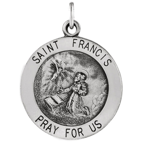 Sterling Silver 18.5mm St. Francis Medal and 18in Chain